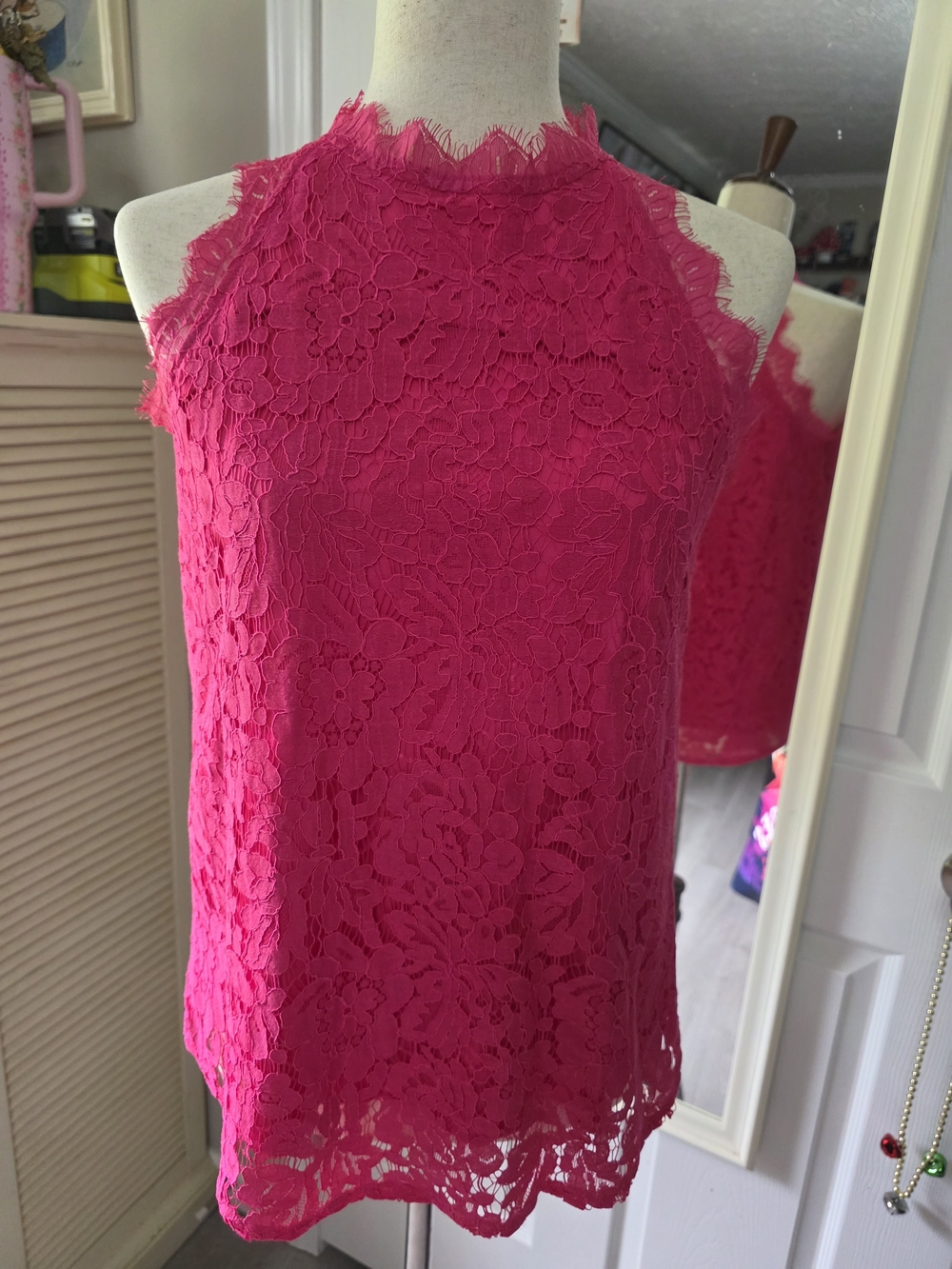 Halife Hot Pink Lace Halter Camisole